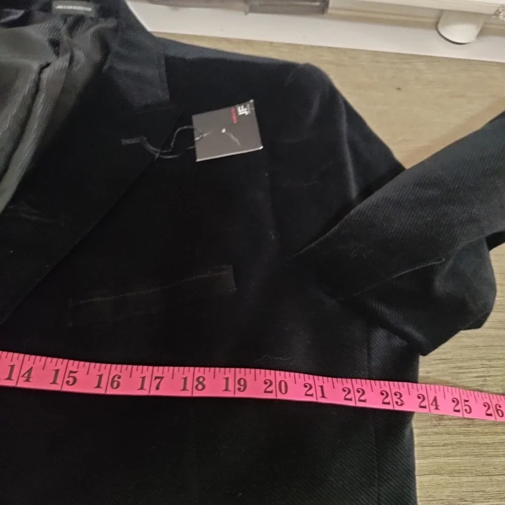 J.Ferrar Mens‎ Black Cotton Corduroy Blazer Modern Fit Size 48L New